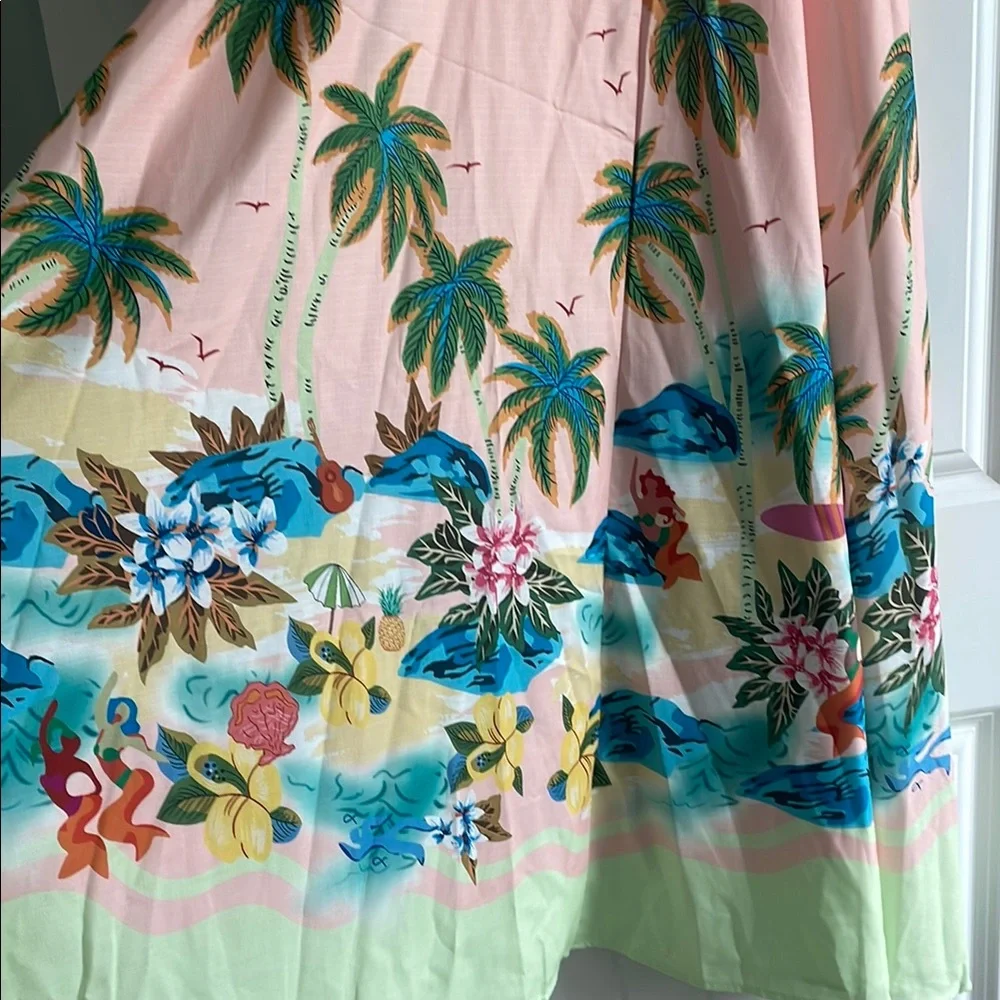 Women's Pink Tropical Maxi Dress - Picture 4 of 7